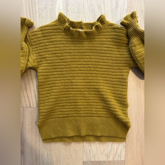 Madewell Ruffle-Trim Ribbed Sweater in Marigold Yellow - Picture 4 of 6